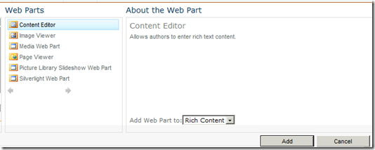Adding Content Editor in SharePoint 2010