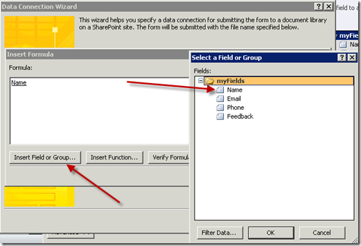 Insert Filed or Group in InfoPath Form 2010
