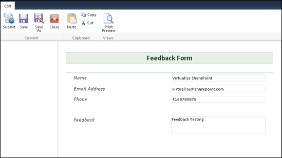 Submit Form to SharePoint