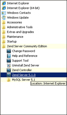 Opening Zend Server in Windows 2008