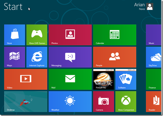 Windows 8 Start Window